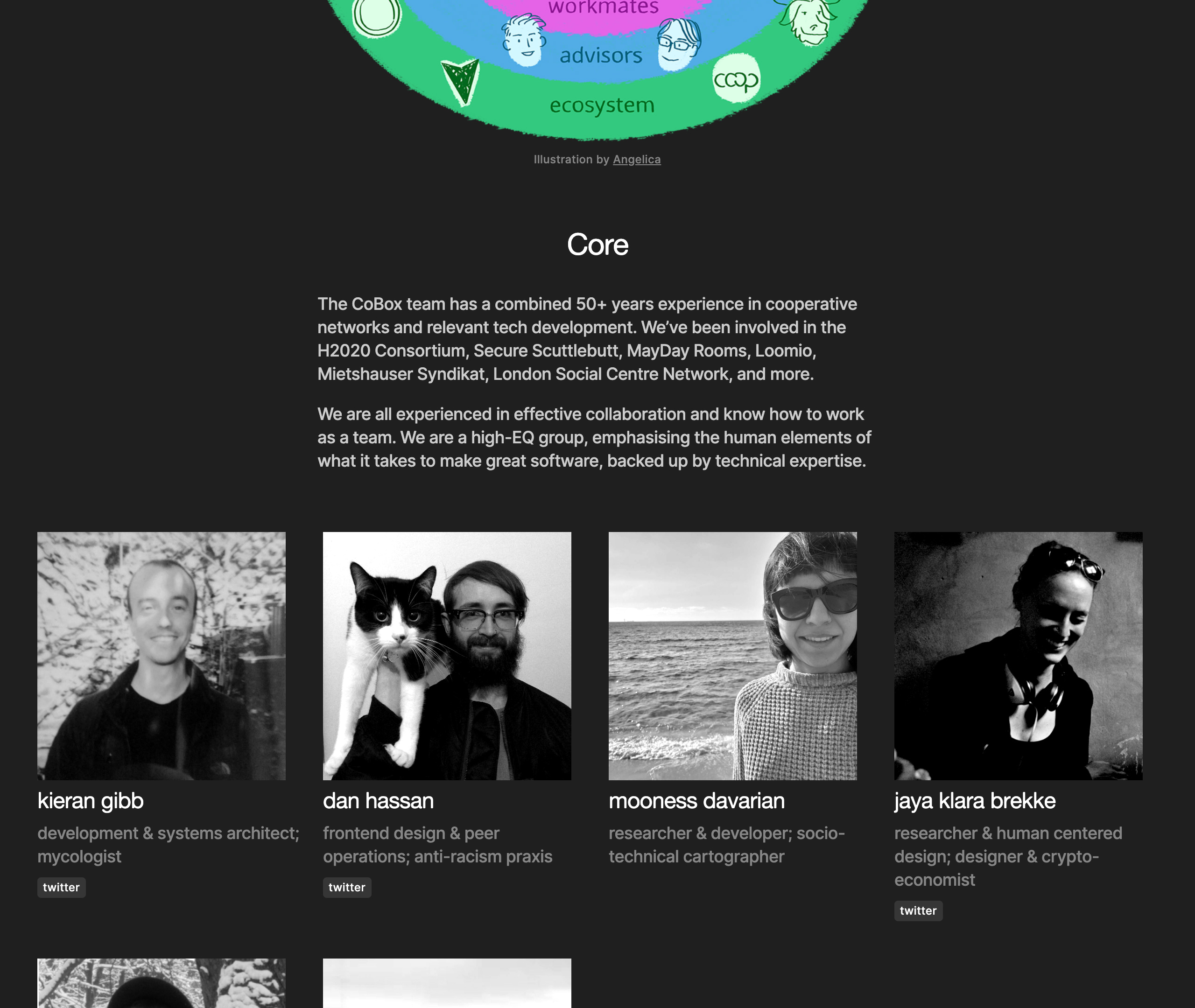 Page about the CoBox team