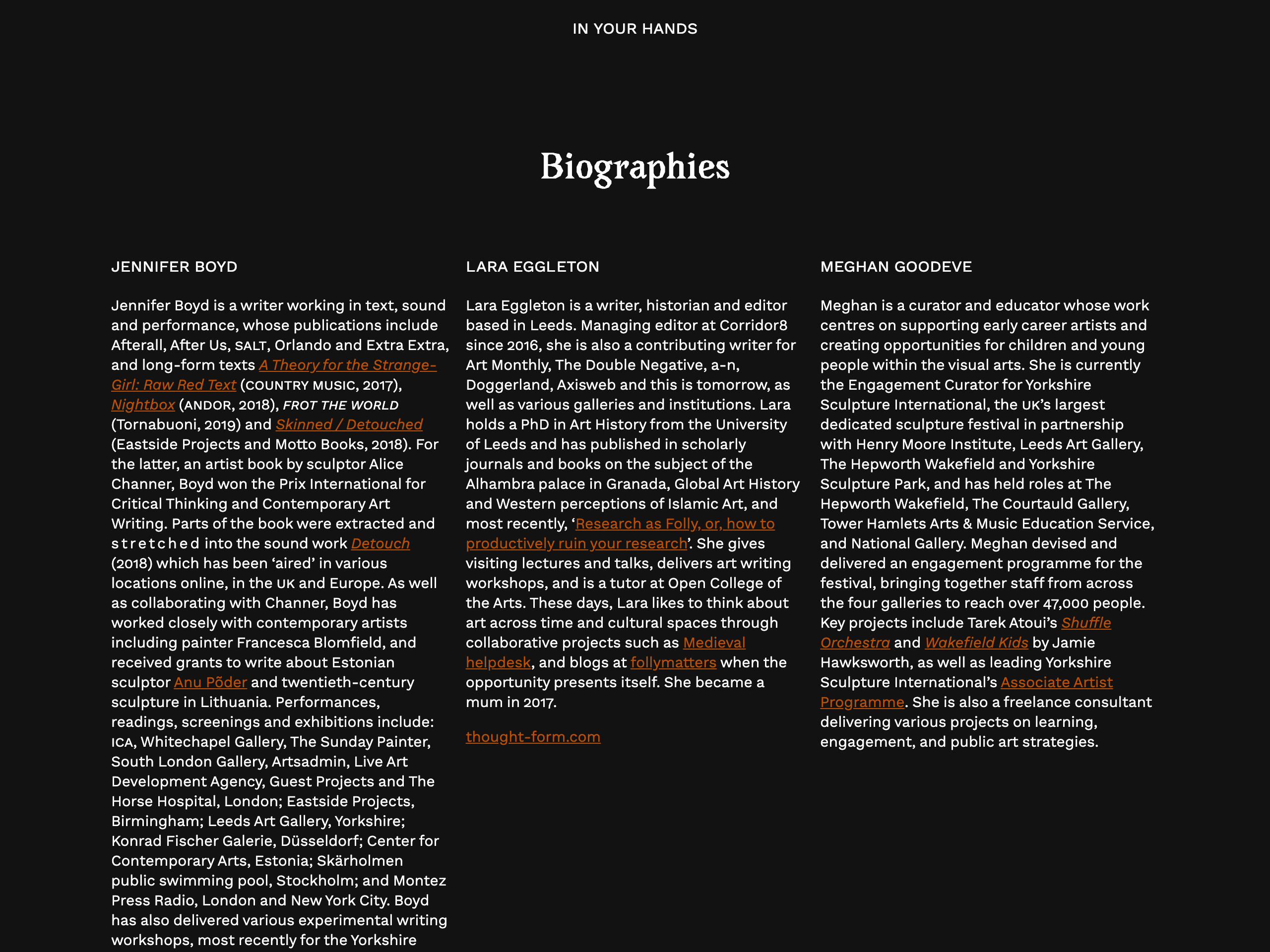 Biographies page