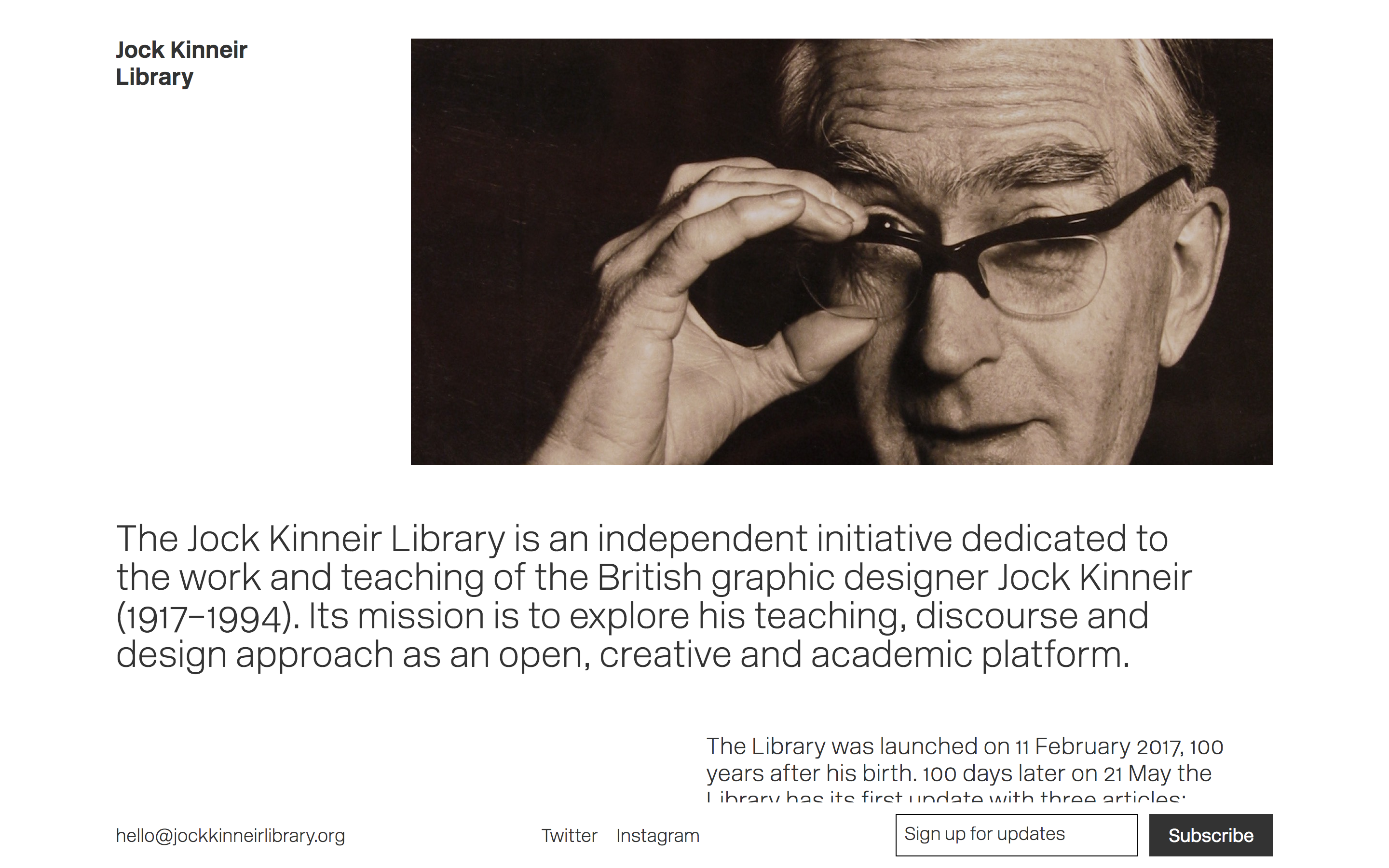 Jock Kinneir Library website homepage