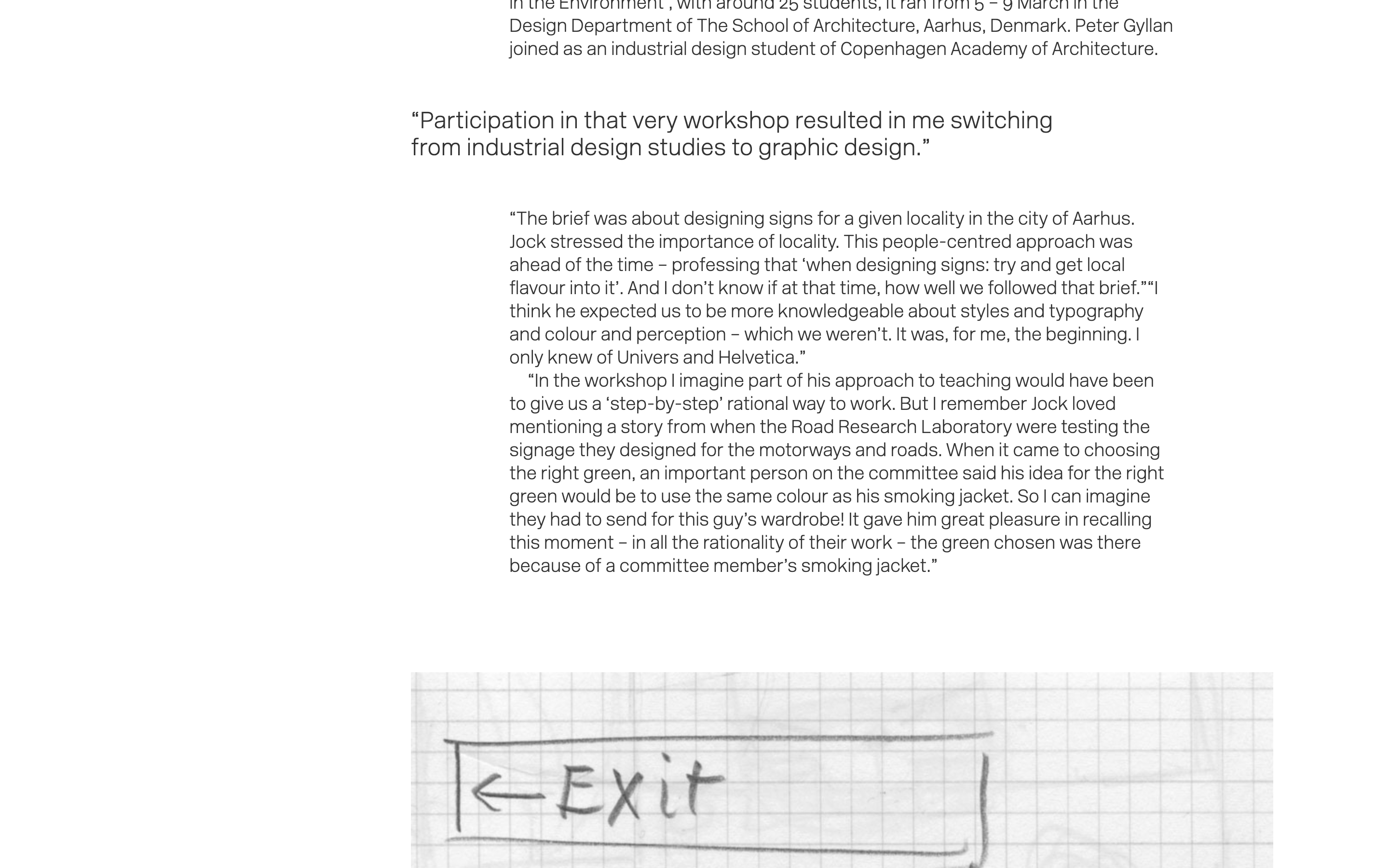 Typography detail on an article page