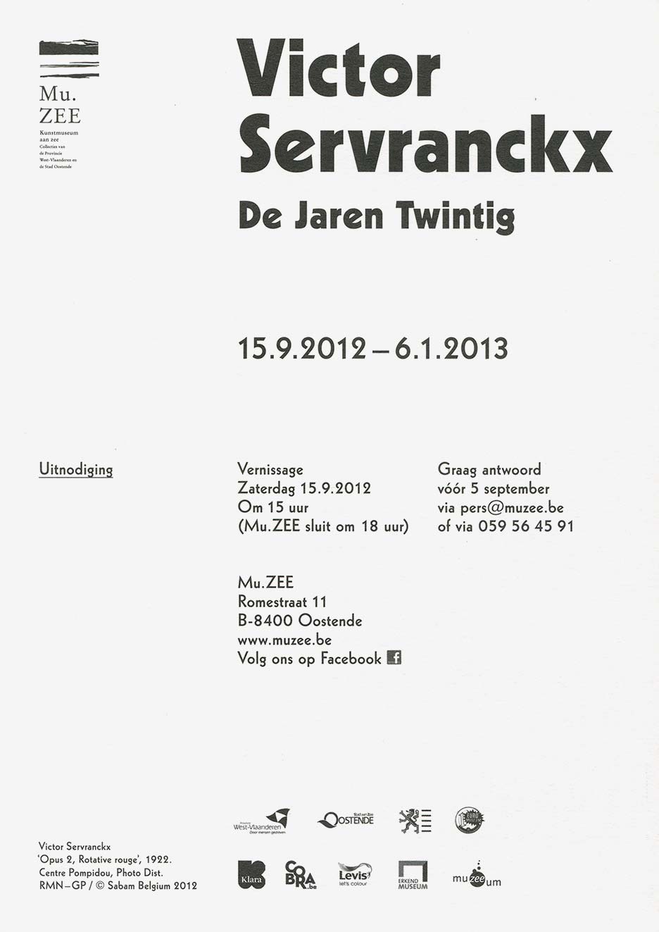Back of invite featuring details about the exhibition