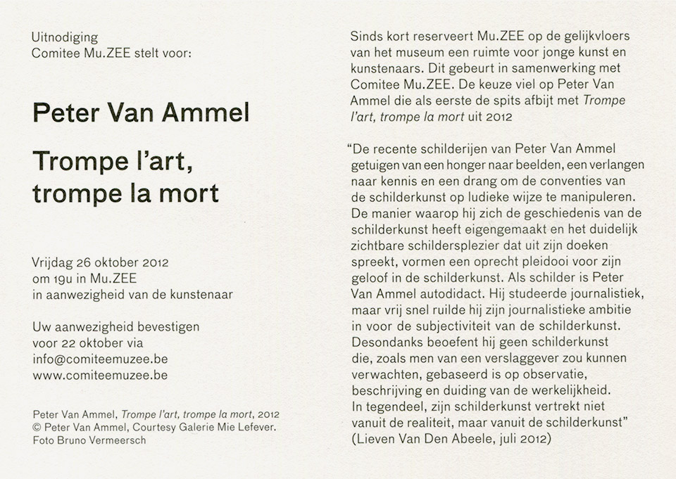 Back of invitiation with details of exhibition