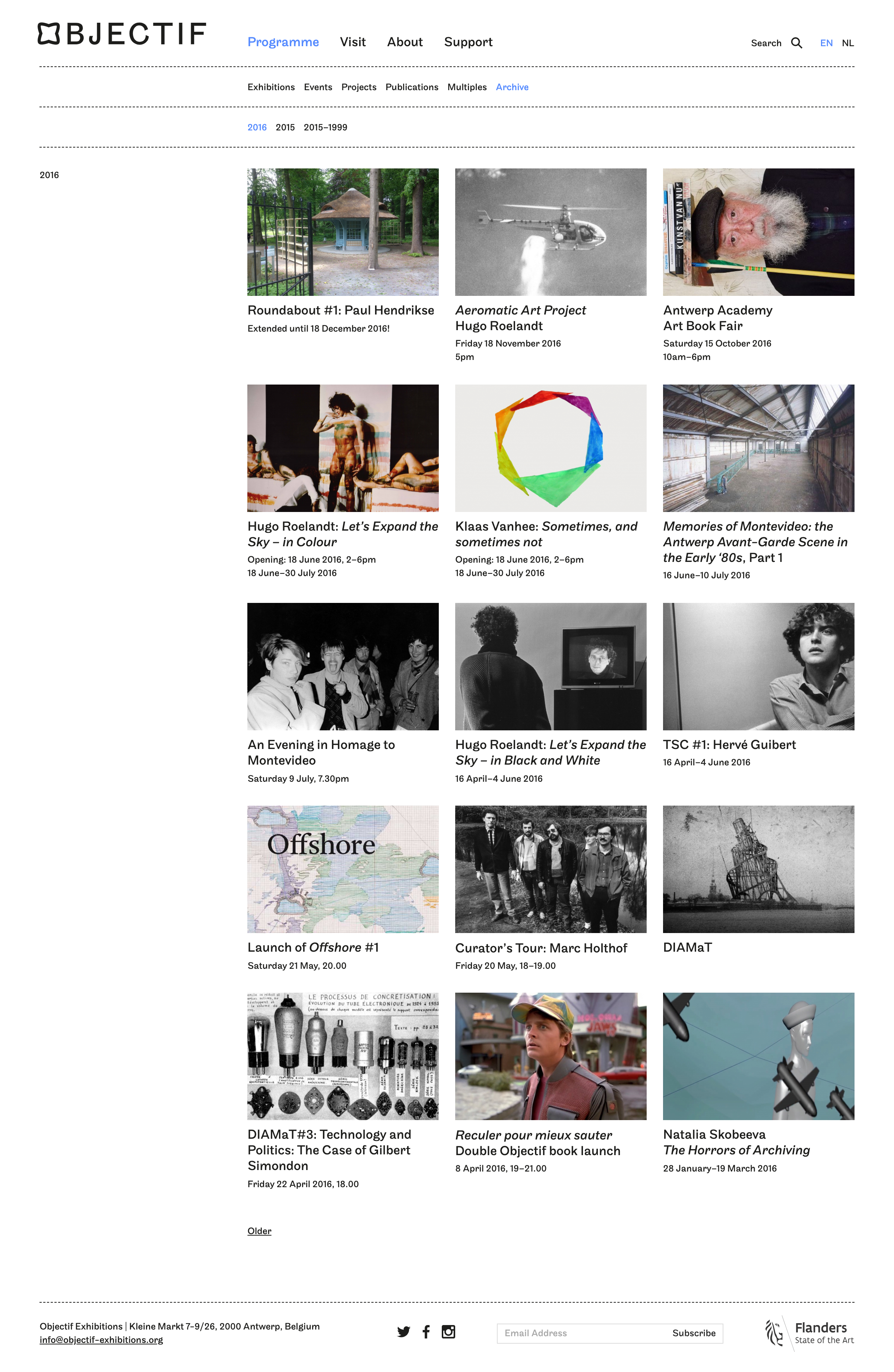 Exhibition archive page