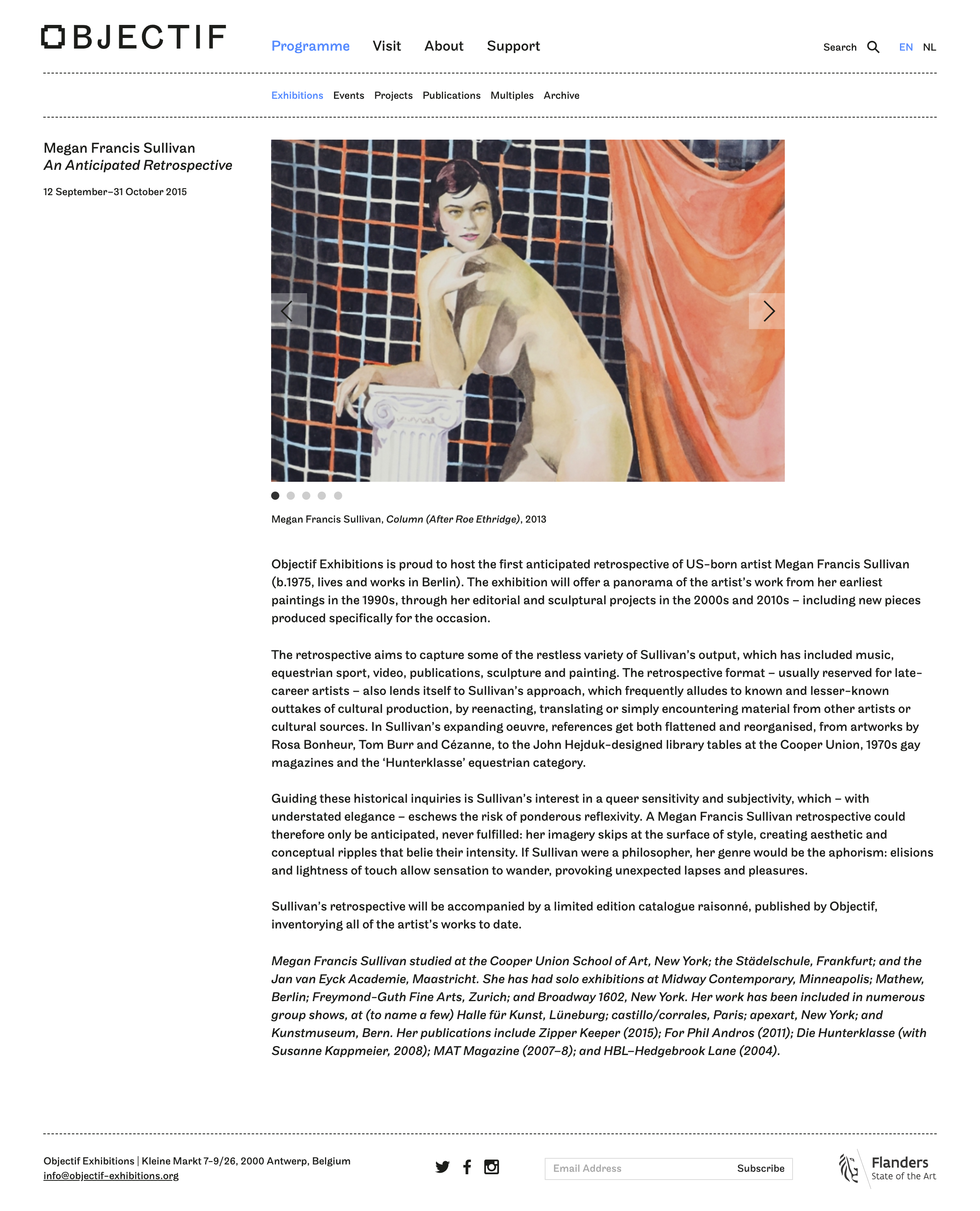 Single exhibition page