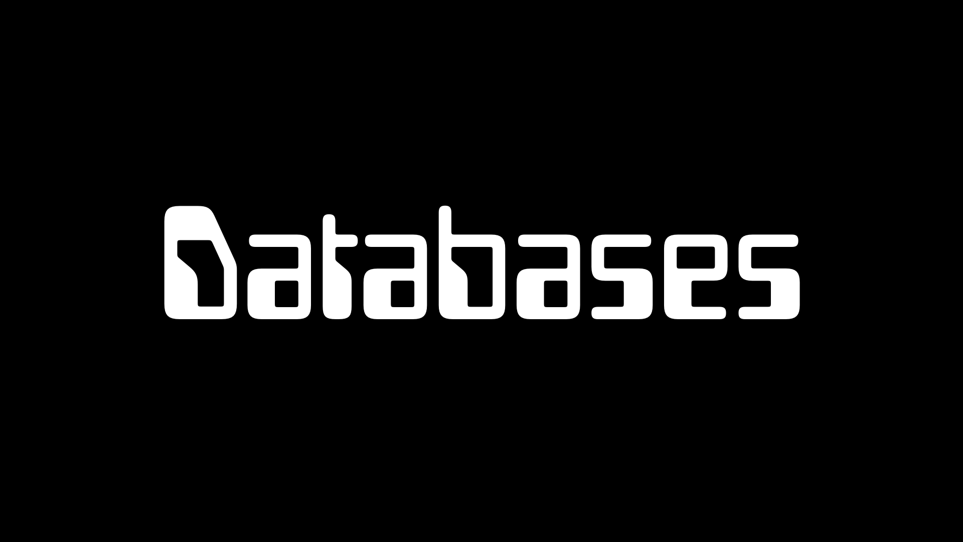 Title slide. Text reads “Databases”.