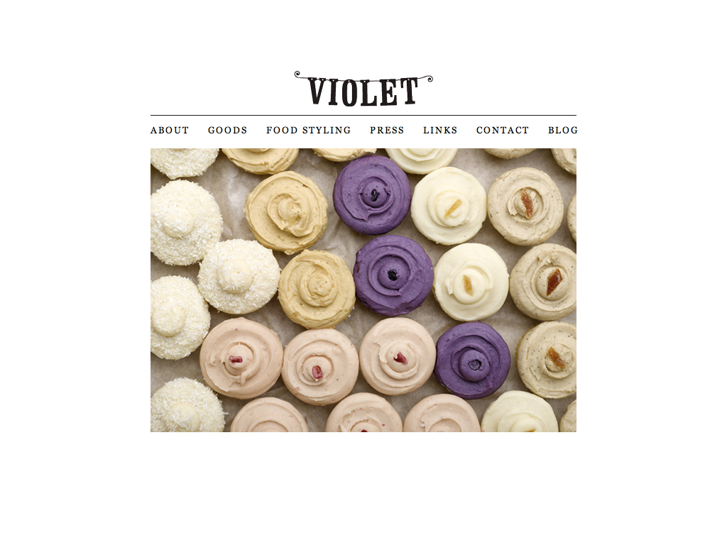 Violet Cakes website homepage circa 2010